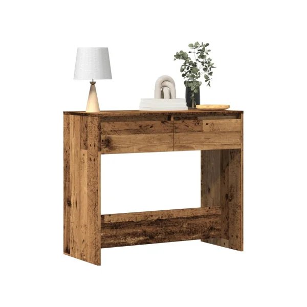 Console d'Entrée 2 Tiroirs Vieux Bois Console de Salon Moderne