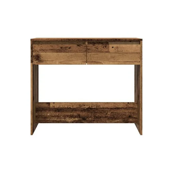 Console d'Entrée 2 Tiroirs Vieux Bois Console de Salon Moderne