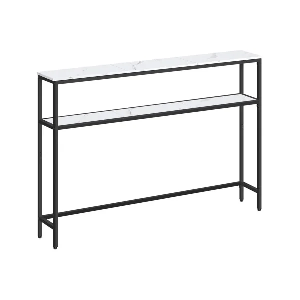 Console d'Entrée Acier Noir et Blanc Marbré 120 cm Meuble d'Entrée Noir