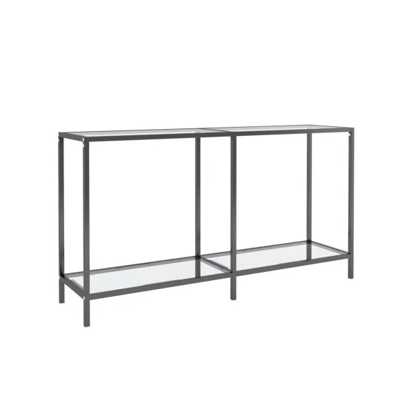 Console d'Entrée Acier Noir et Verre Trempé 140 cm Meuble d'entrée Noir