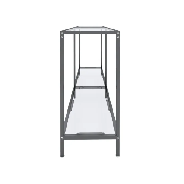 Console d'Entrée Acier Noir et Verre Trempé 140 cm Meuble d'entrée Noir