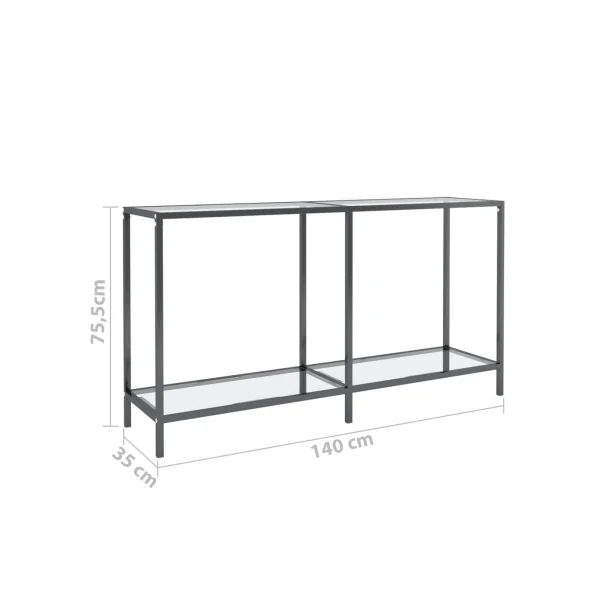 Console d'Entrée Acier Noir et Verre Trempé 140 cm Meuble d'entrée Noir