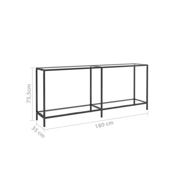 Console d'Entrée Acier Noir et Verre Trempé 180 cm Meuble d'entrée Noir