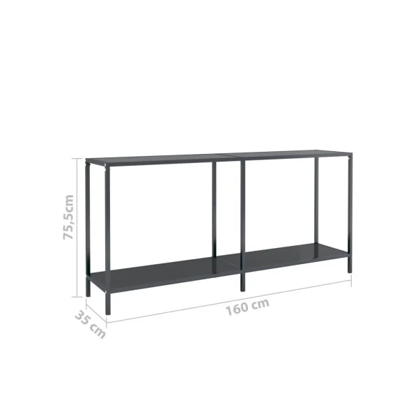 Console d'Entrée Acier Noir et Verre Trempé Noir 160 cm Meuble d'entrée Noir