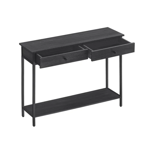 Console Industrielle Console 2 Tiroirs Métal et Gris Anthracite Table d'Entrée