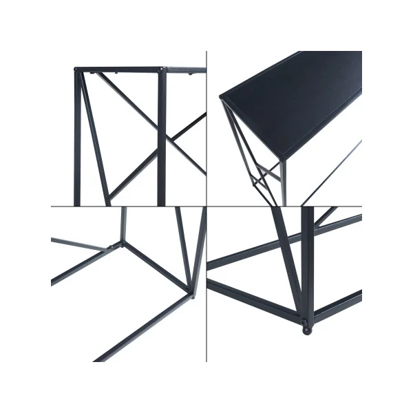 Console Noir Graphique 120 cm Table d'Entrée Console de Salon Métal et Bois