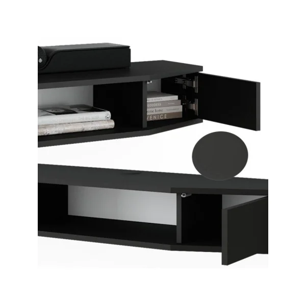 Console Noire 110 cm 2 Portes Meuble d'Entrée Moderne Console d'Entrée