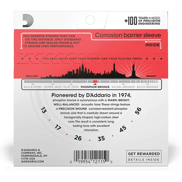 Cordes Acoustique D'Addario EJ17 Medium - Bronze Phosphoreux