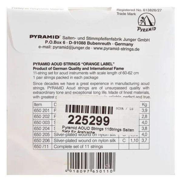 Cordes Pyramid Aoud Arabic Tuning 650/11