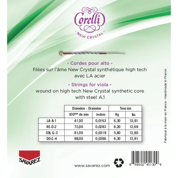 Corelli Strings For Viola New Crystal - Light (730LB)