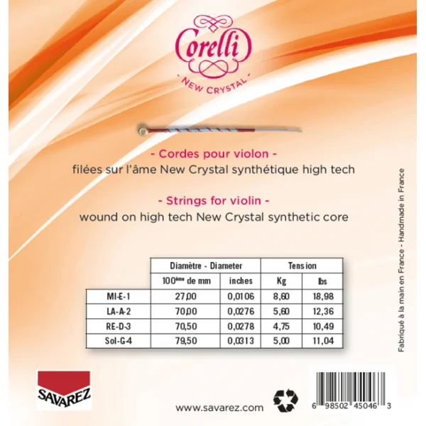Corelli Violin strings New Crystal - Forte (700F)