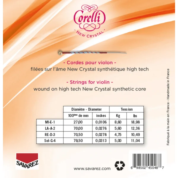 Corelli Violin strings New Crystal - Forte (700FB)