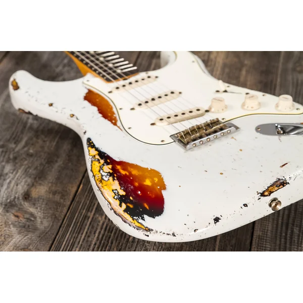 Custom Shop Stratocaster 1963 Masterbuilt K.McMillin #R117544 - ultimate relic olympic white/3-color sunburst