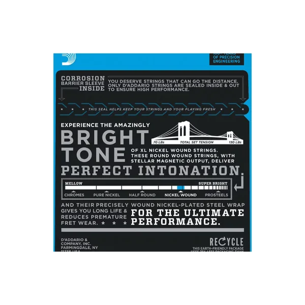 D'Addario EXL110 Light 10-46 : Cordes Nickel Guitare Électrique