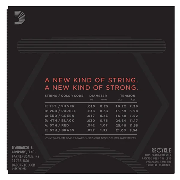 D'Addario NYXL1052 Cordes Guitare Électrique - Light Top / Heavy Bottom 10-52