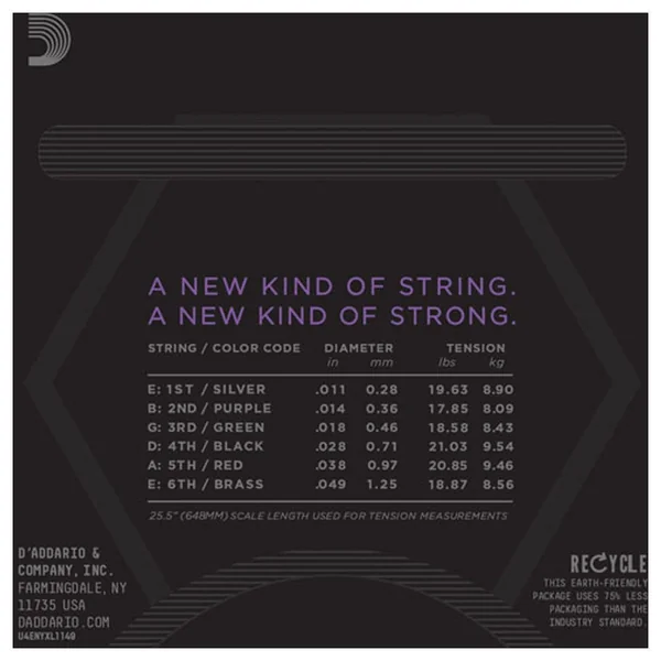 D'Addario NYXL1149 Cordes Guitare Électrique - Medium 11-49