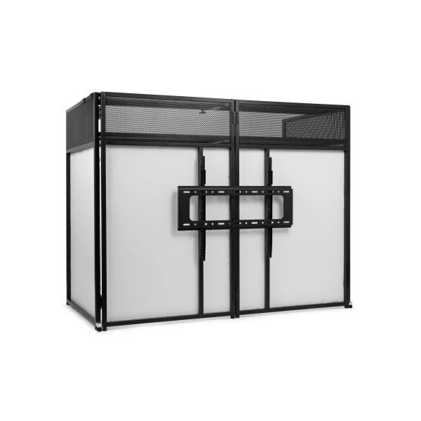 DB6 Pro Vonyx Cabine DJ Pliable – Écran Pupitre Professionnel avec Support TV 65"