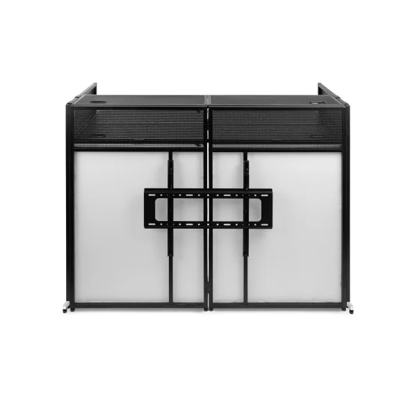 DB6 Pro Vonyx Cabine DJ Pliable – Écran Pupitre Professionnel avec Support TV 65"
