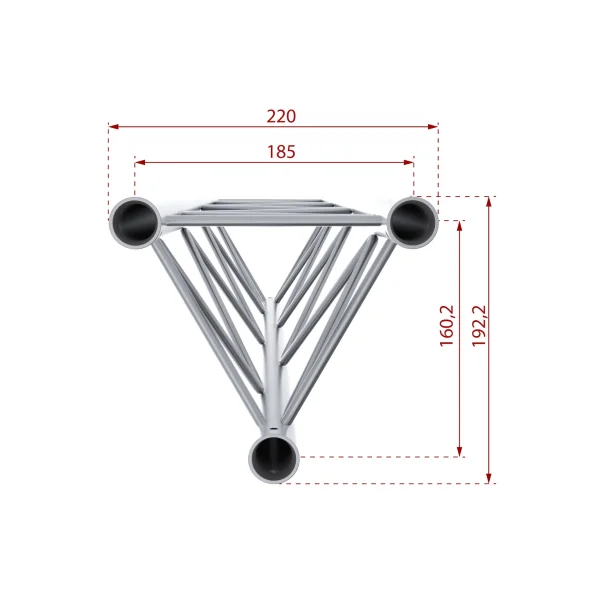 DECO22T-PT200 Contestage - Poutre aluminium triangulaire 220 mm Longueur : 200 cm Fabrication répondant aux normes ISO DIN 4113