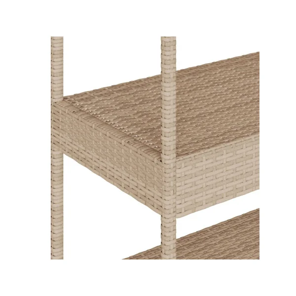 Desserte de Jardin en Acacia et Résine Tressée Beige 3 Niveaux Desserte Mobile Servante de jardin