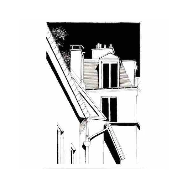 Dessin détails architecturaux, Paris – carte et originaux