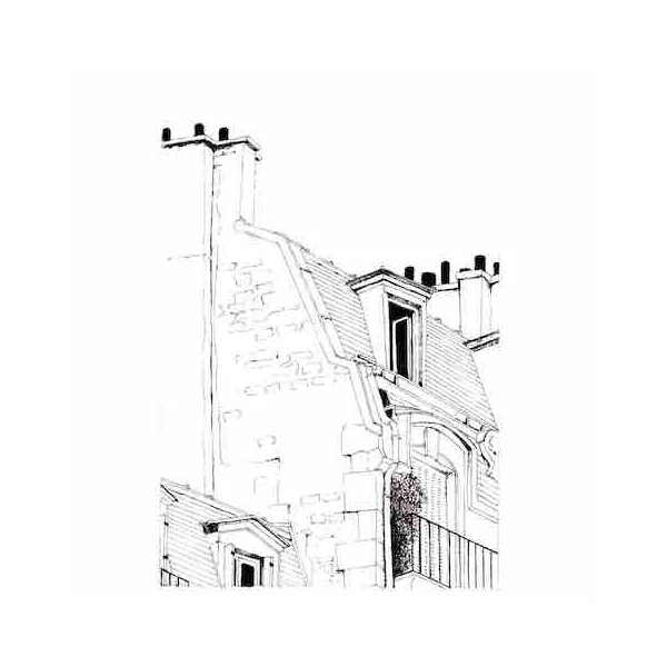 Dessin détails architecturaux, Paris – carte et originaux