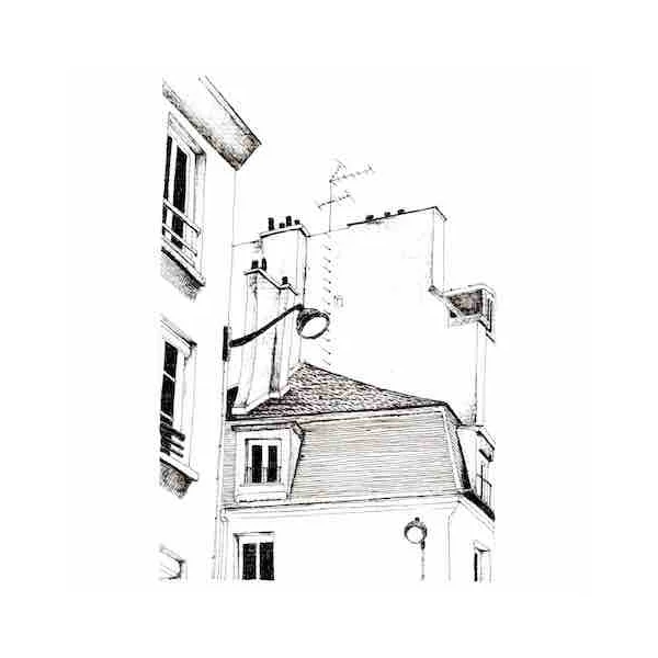 Dessin détails architecturaux, Paris – carte et originaux