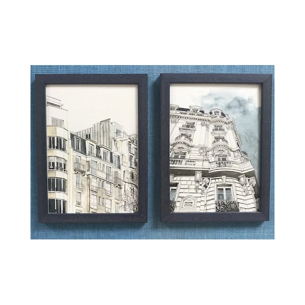 Dessin immeuble haussmannien – carte ou tableau