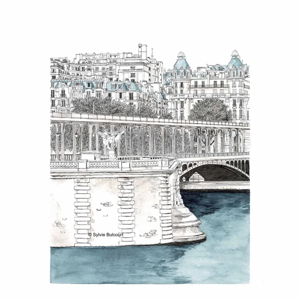 Dessin la Seine à Paris – carte ou tableau