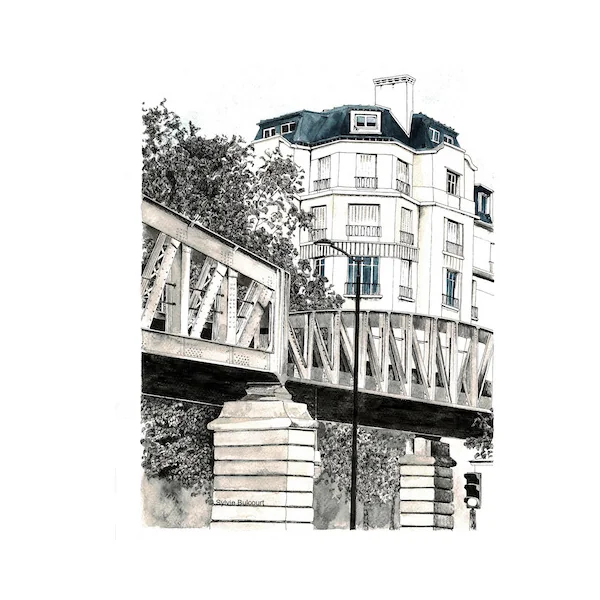 Dessin métro aérien Paris – carte ou tableau