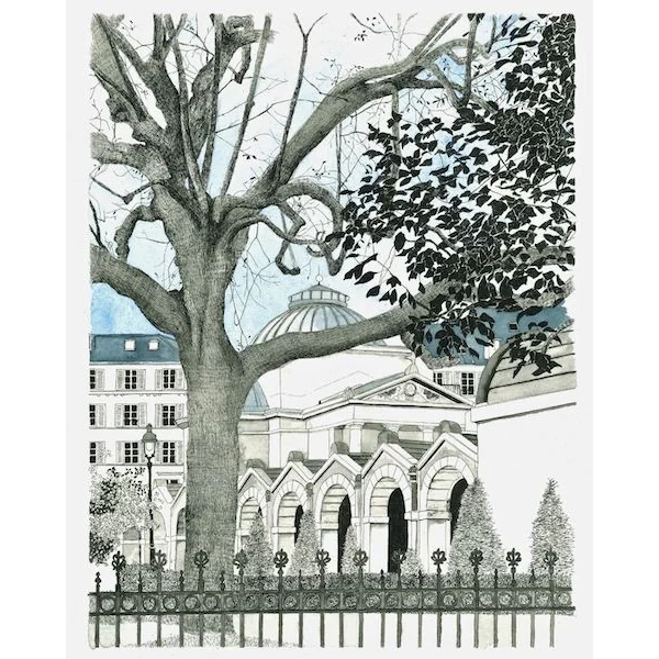 Dessin Une pause rue des Mathurins, Paris – original