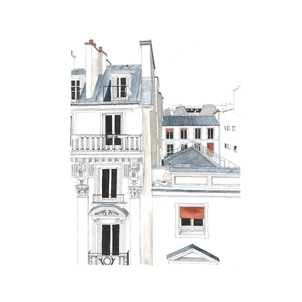 Dessin Une perspective rue du Faubourg Poissonnière, Paris – original