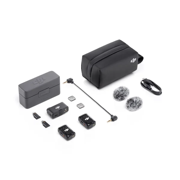 DJI Mic 2 (2 TX + 1 RX + Boîtier de Recharge) Microphone Sans Fil