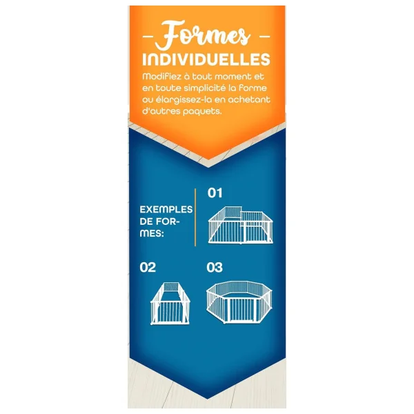 Enclos Chien en Bois Hauteur 70 cm Double sécurité Parc Chiot 8 Panneaux Modulable