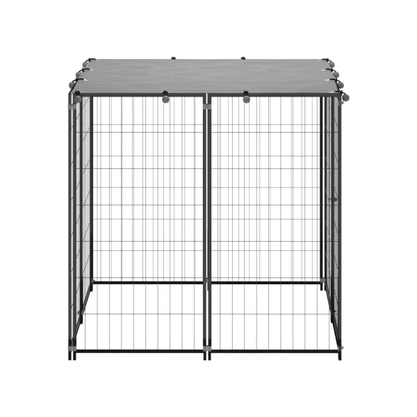 Enclos Chien en métal Soudée 1,10x1,10x1,10m Parc Chien avec Toit