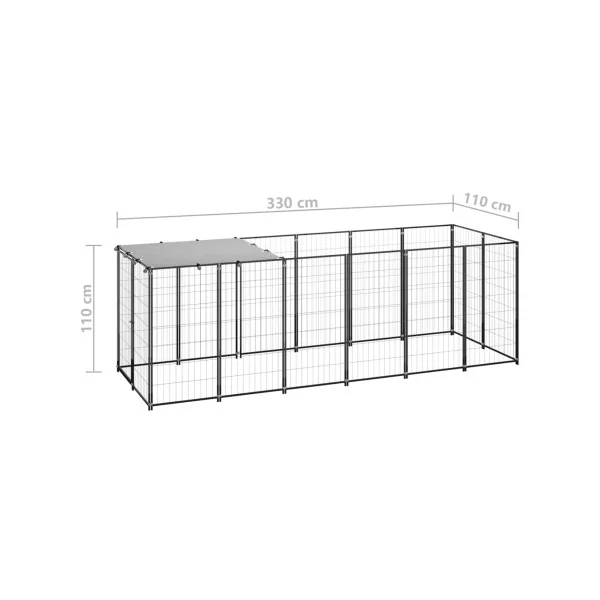 Enclos Chien en métal Soudée 3,30x1,10x1,10m Parc Chien avec Toit