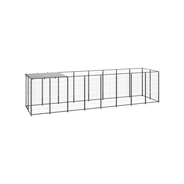 Enclos Chien en métal Soudée 4,40x1,10x1,10m Parc Chien avec Toit