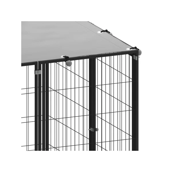 Enclos Chien en métal Soudée 4,40x1,10x1,10m Parc Chien avec Toit