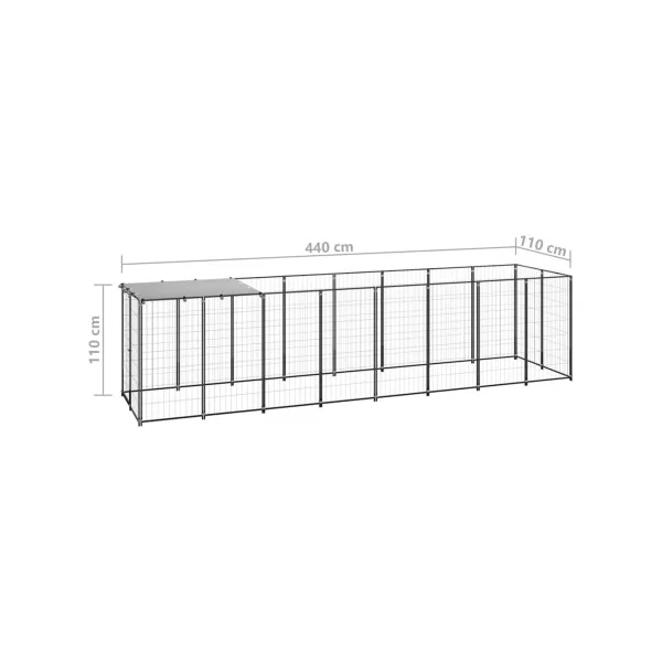 Enclos Chien en métal Soudée 4,40x1,10x1,10m Parc Chien avec Toit