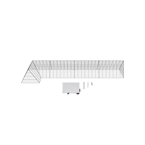 Enclos de Poulailler 400x100 cm Parc Extérieur Noir Tunnel à Poules Maille Soudée