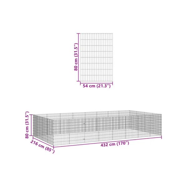 Enclos Poule 4,32m x 2,16m Maille Soudée Parc Poule Métal Galvanisé Parc Lapin