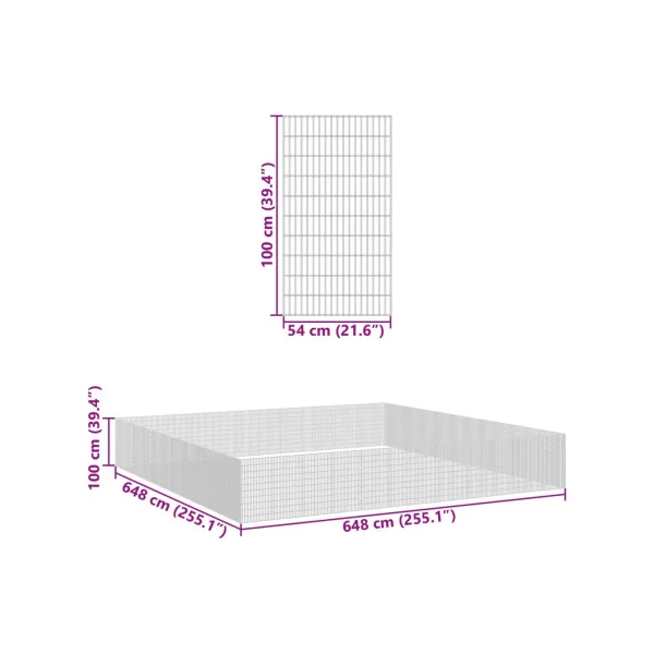 Enclos Poule 6,48m x 6,48m Hauteur 100 cm Maille Soudée Parc Poule Métal Galvanisé Parc Lapin