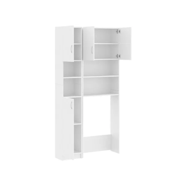 Ensemble Armoires Lave-Linge Blanc Armoire Sèche Linge Rangement Salle de Bain Gain de Place