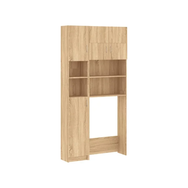 Ensemble Armoires Lave-Linge Chêne Armoire Sèche Linge Rangement Salle de Bain Gain de Place