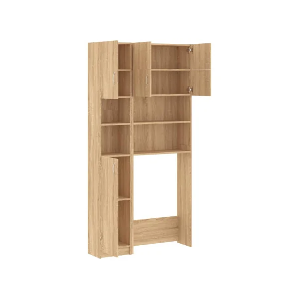 Ensemble Armoires Lave-Linge Chêne Armoire Sèche Linge Rangement Salle de Bain Gain de Place