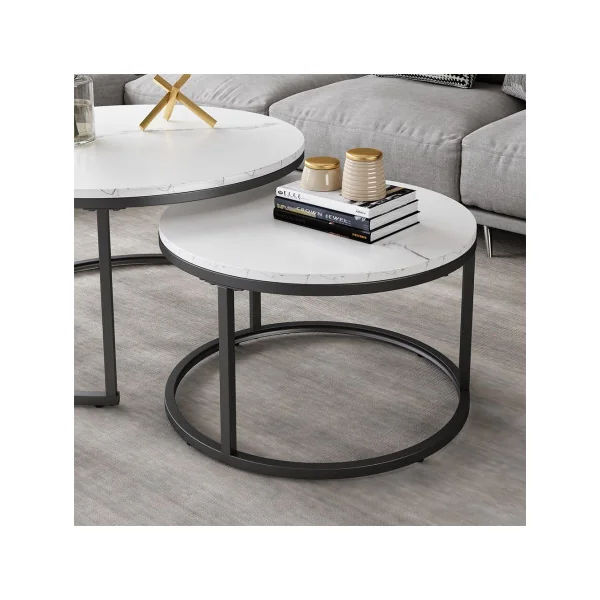 Ensemble de Tables Basses Noir et Blanche Table Basse Gigogne Industriel