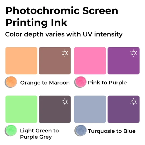 Ensemble d'encre de sérigraphie photochromique (4 couleurs)
