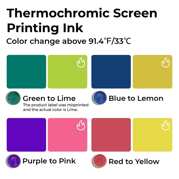 Ensemble d'encre de sérigraphie thermochromique (4 couleurs)