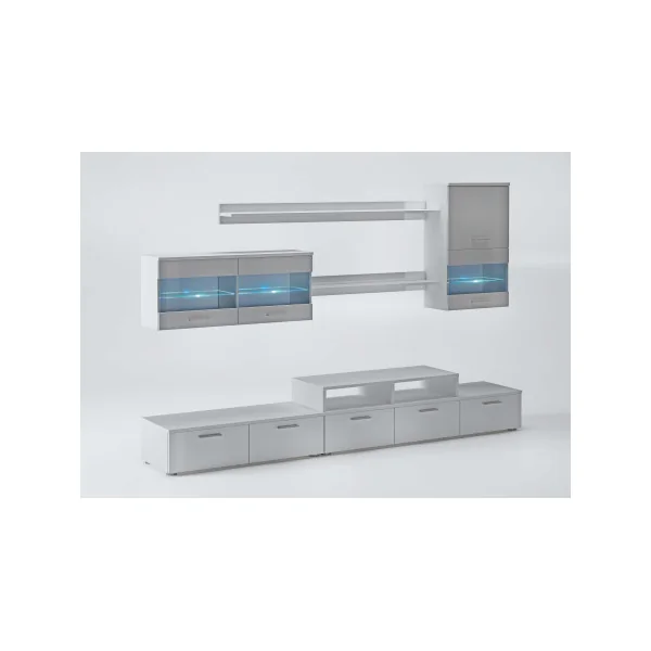 Ensemble Meuble Salon Banc TV Meuble TV Blanc avec Etagère Placard Meuble Télévision Design Meuble Télé Moderne
