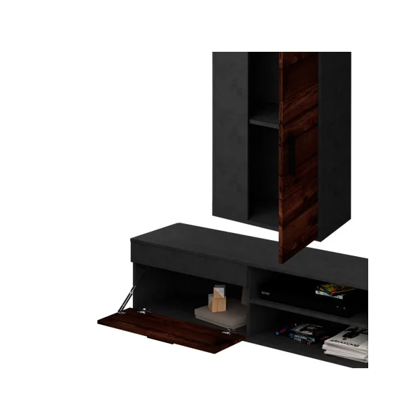 Ensemble Meuble TV Anthracite Marron Meuble Télévision Moderne Meuble Télé avec Etagère Placard